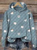 Women's Cute Cats Wave Pattern Print Casual Hoodie