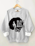 Women's Black Girl Magic Graphic Print Casual Sweatshirt