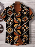 Men's African Ethnic Geometric Pattern Short Sleeve Retro Shirt