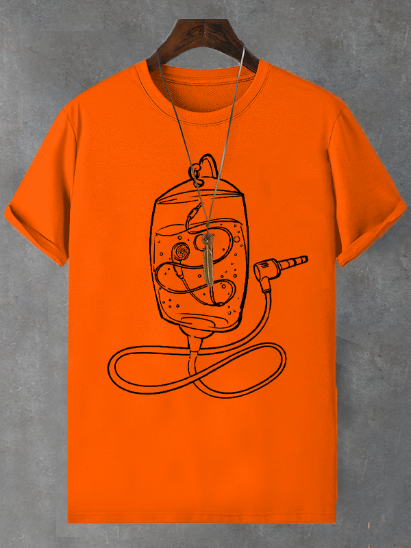 Men's Hand Drawing Music Entertainment Graphic Print Cotton Casual T-Shirt
