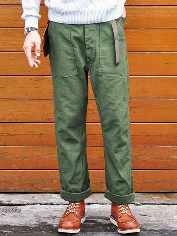 Men's Casual Plain Slant Pockets Straight Leg Pants