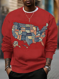 Men's Map of America Collage Art Print Casual Sweatshirt