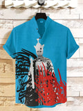 Men's King Abstract Calligraphy Patterns Print Casual Shirt
