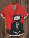 Men's I'm Fine Skeleton In Suit Art Print Casual Shirt