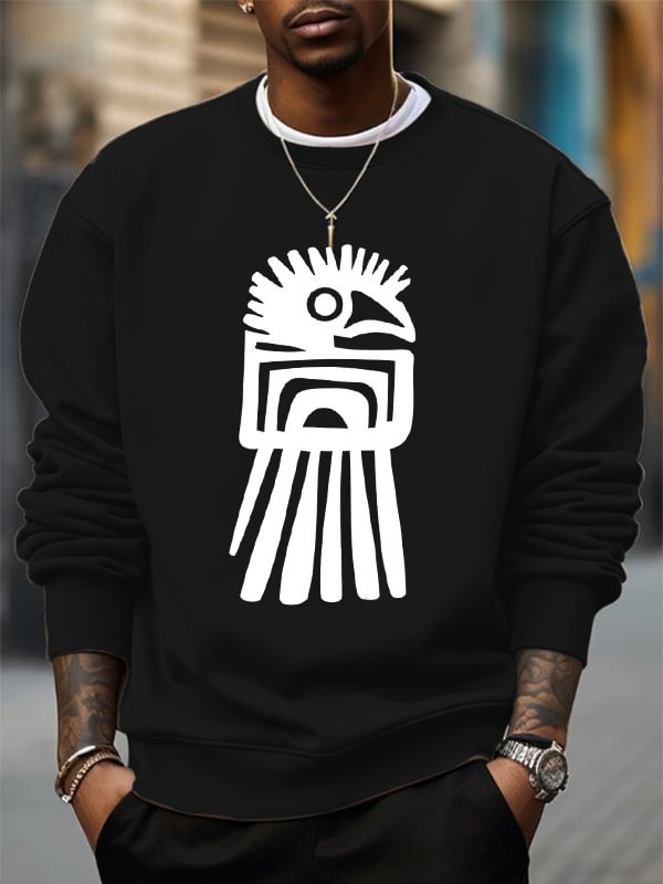 Men's Vintage African Tribe Traditional Totem Print Cotton Casual Sweatshirt