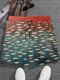 Men's Cluster Of Sardines Color Block Print Casual Shorts