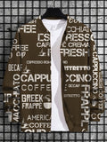 Men's Various Coffee Art Print Casual Zip Up Jacket