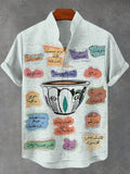 Men's Fun Middle Eastern Coffee Art Print Short Sleeve Shirt