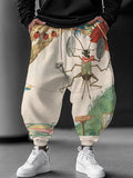 Men's Fun Art Insects Illustration Print Loose Drawstring Waist Sweatpants