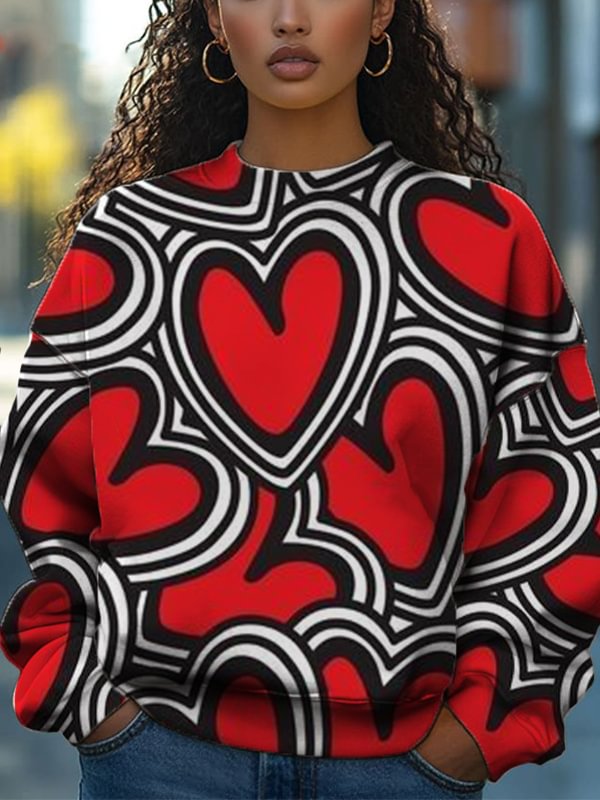 Women's Valentine's Day Love All Over Print Cozy Sweatshirt