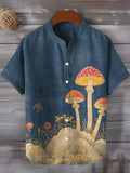 Men's Vintage Boho Mushroom Denim Texture Shirt