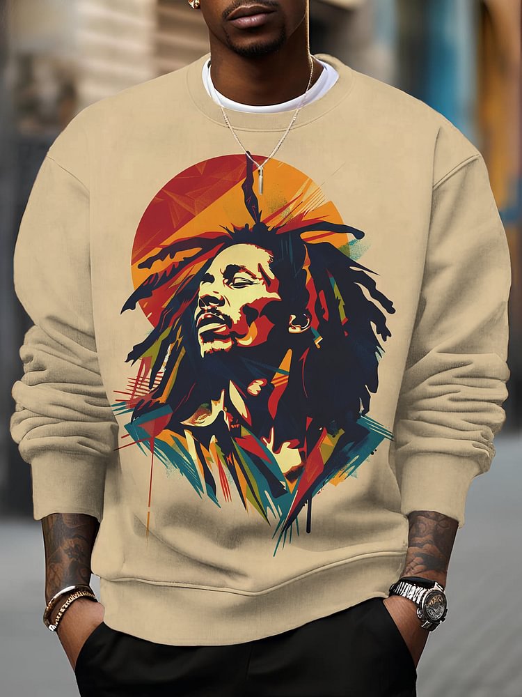 Men's Rock Black Watercolor Portrait Print Casual Sweatshirt