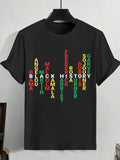 Men's Black History Month Inspiring Art Print Cotton Casual T-Shirt