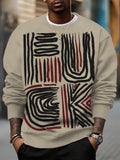 Men's Abstract Art Lines Fuck Print Casual Sweatshirt