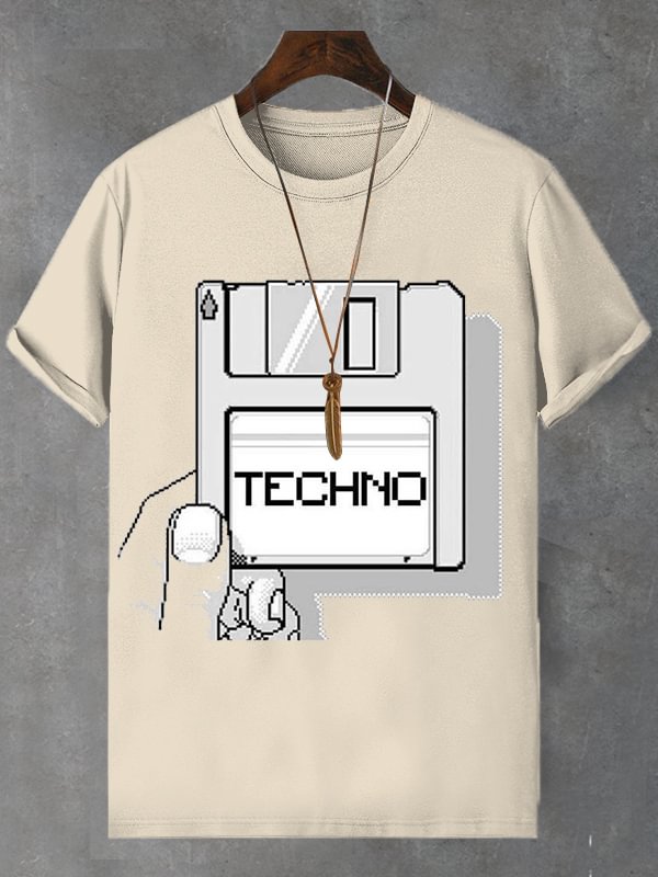 Men's Techno Music Art Print Cotton Casual T-Shirt