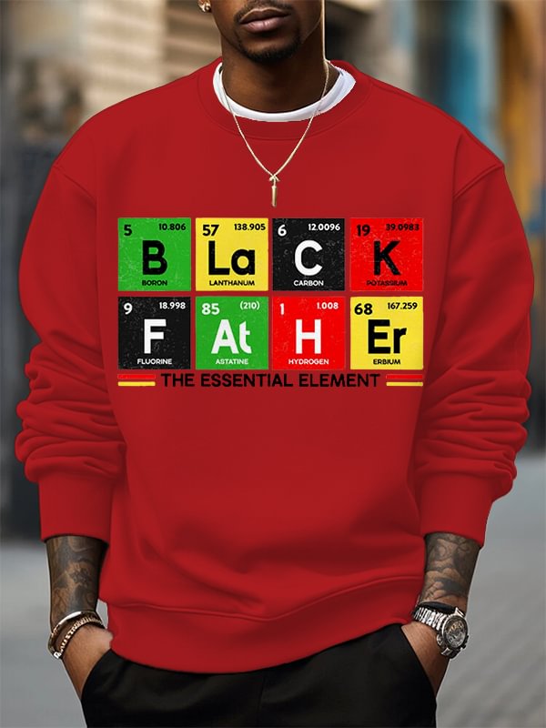 Men's Black Father The Essential Element Print Cotton Casual Sweatshirt