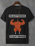 Men's Beastmode Then Feastmode Gym Art Print T-Shirt