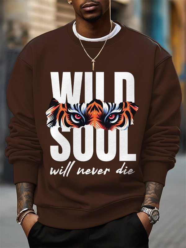 Men's Wild Soul Will Never Die Art Print Cotton Casual Sweatshirt