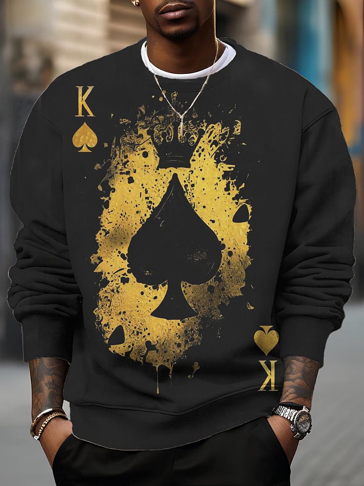 Men's Gold King Of Spades Art Print Casual Sweatshirt