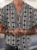 Men's Retro Graphic Print Beach Hawaiian Casual Short Sleeve Shirt