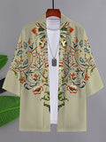 Men's Floral Symmetry Art Print Casual Kimono Cardigan