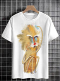Men's Funny Sketch Line Monkey Graphic Print Cotton Casual T-Shirt