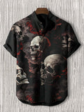 Men's Skull In The Smoke Dark Art Print Casual Shirt