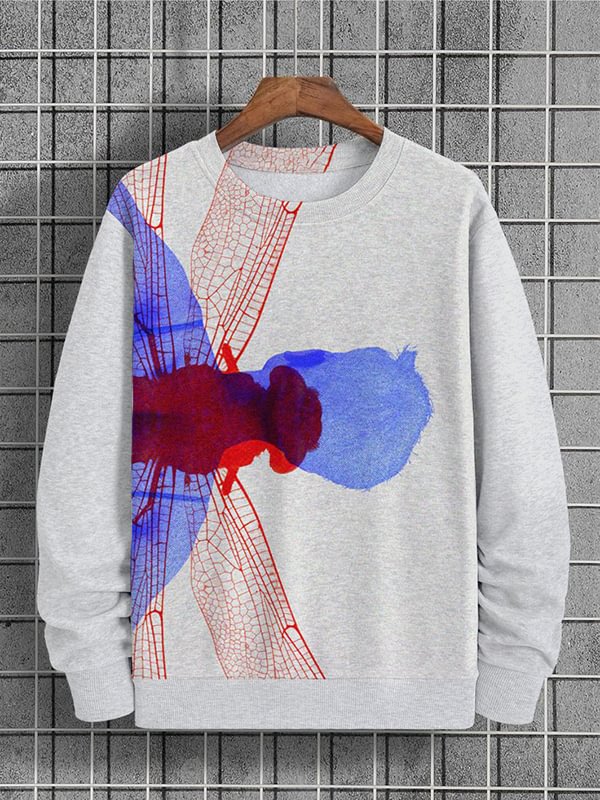 Men's Dragonfly Double Exposure Art Print Casual Sweatshirt