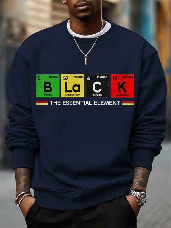 Men's Black The Essential Element Print Cotton Casual Sweatshirt