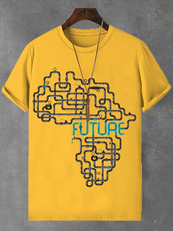 Men's Protecting African Future Map Art Print Cotton Casual T-Shirt