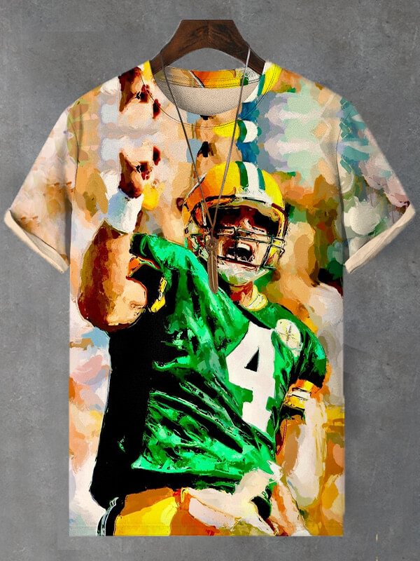 Men's Rugby Football Player Art Print Casual T-Shirt