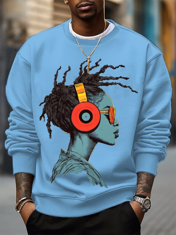 Men's Reggae Music Cool Girl Graphic Print Cotton Casual Sweatshirt