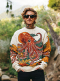 Men's Cthulhu Octopus Art Print Knit Sweatshirt
