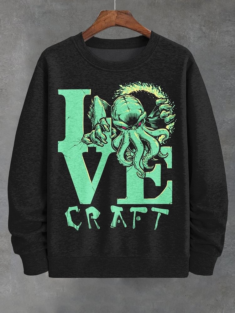 Men's Halloween Terrifying Octopus Monster Print Casual Sweatshirt