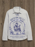 Men's Retro The Adventure Galley Illustration Print Long Sleeve Shirt