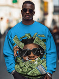 Men's Hip Hop Art Rich Man Dollar Print Casual Sweatshirt