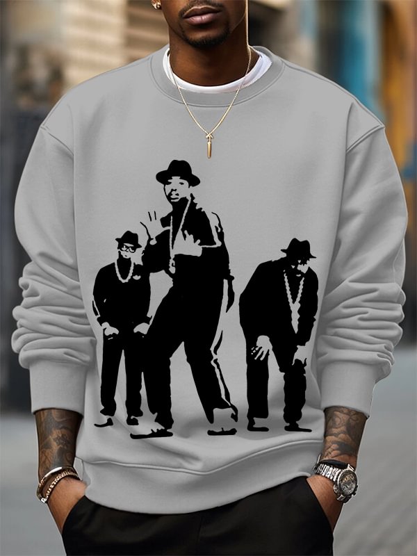 Men's 80s Hip Hop Art Print Cotton Casual Sweatshirt
