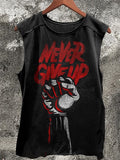 Men's Never Give Up Fist Print Workout Tank Top