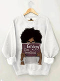Women's Go Away I'm Reading Black Girl Print Casual Sweatshirt