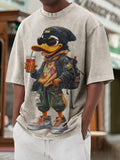 Men's Cartoon Art Hip Hop Duck Print Casual T-Shirt