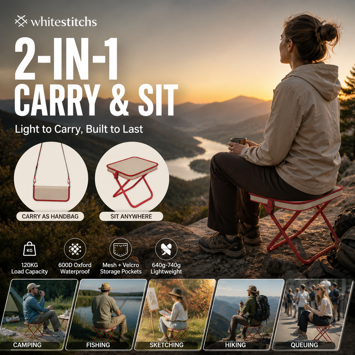 🔥2-in-1 Outdoor Folding Chair & Bag