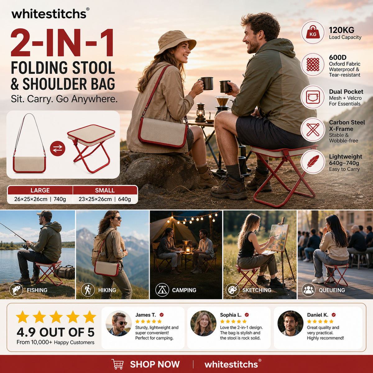 🔥2-in-1 Outdoor Folding Chair & Bag