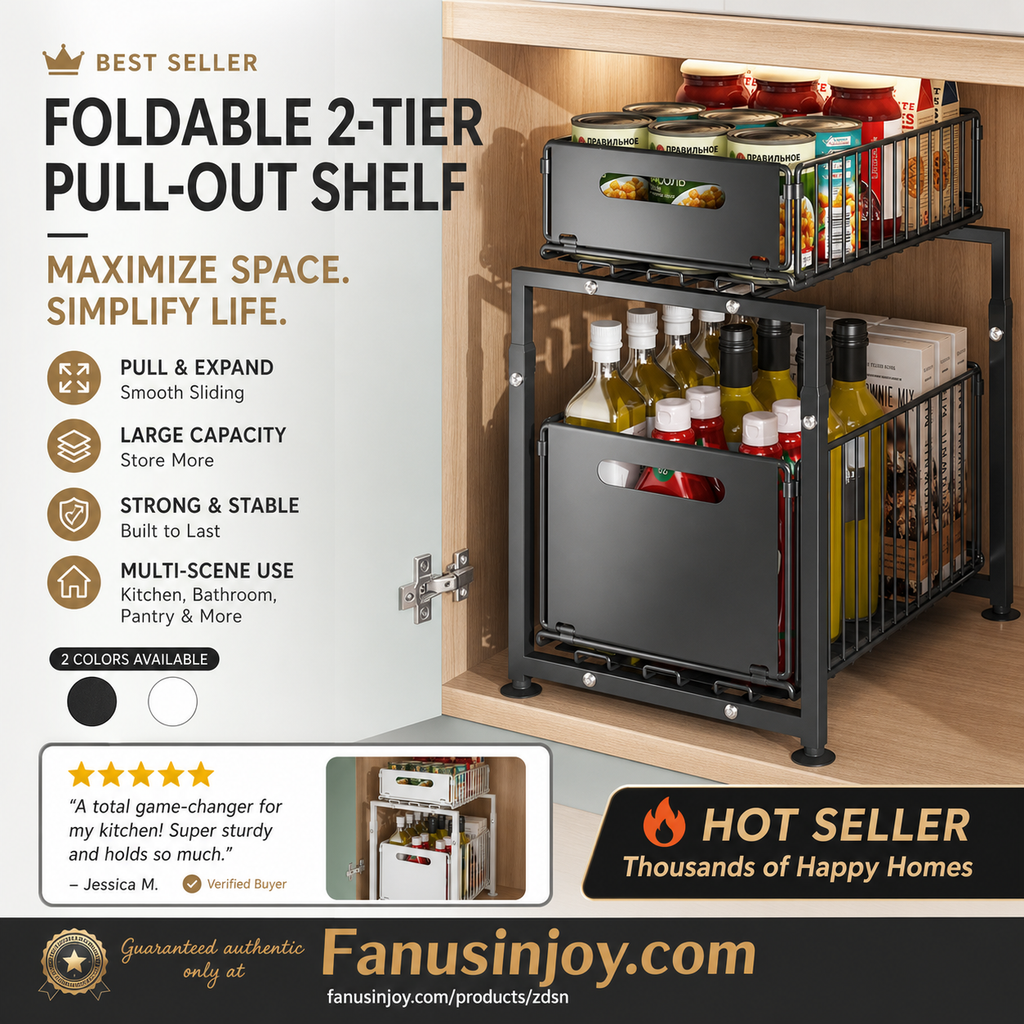 🔄💪 50% OFF! 📦2-Tier Pull-Out Shelf – Double storage, easy reach.