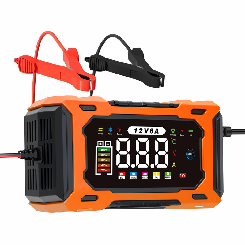 ⏳⏰12V 6A Smart Car Battery Charger – Pulse Repair Technology, Auto Maintain & Desulfation