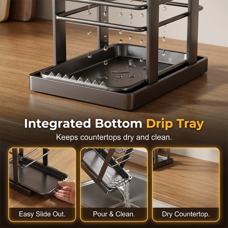 Reinforced metal kitchen knife holder — Built-in drip tray, so your kitchen is always dry and tidy 🔪🏠