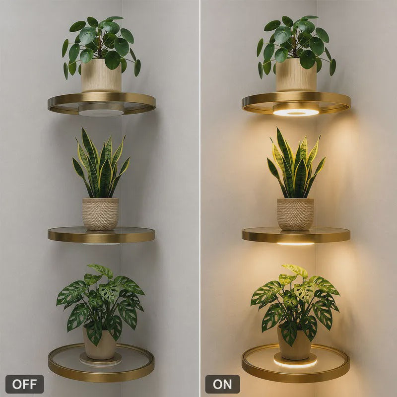 🎉 2026 Sale ✨Gold‑Finish LED Ambient Light Rechargeable Floating Wall Shelf