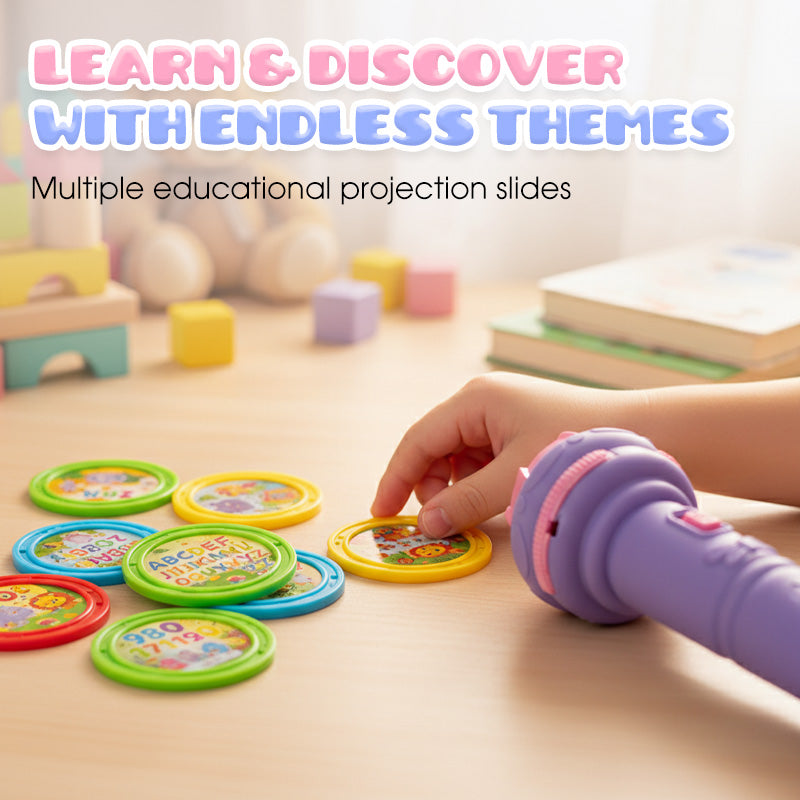 📢60% OFF! ⏰ Early Education Projector Torch for Kids 🔦 Click, Project & Learn – A Pocket-Sized Nighttime Adventure ✨