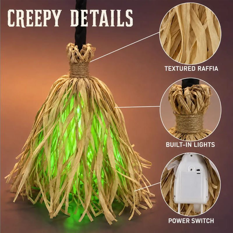 ⏳55% off⏰Animated Witch Broom Halloween Decoration with Lights and Sound🧙