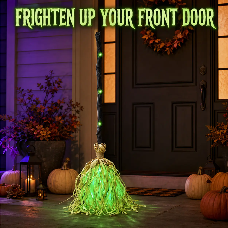 ⏳55% off⏰Animated Witch Broom Halloween Decoration with Lights and Sound🧙