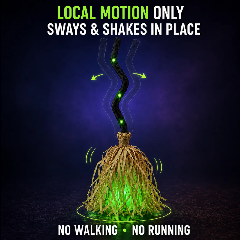 ⏳55% off⏰Animated Witch Broom Halloween Decoration with Lights and Sound🧙